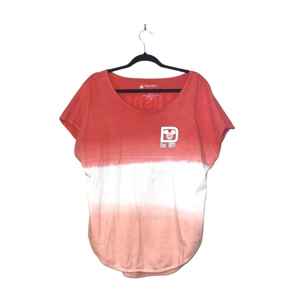Disney Spirit Jersey Peach & White Ombré Short Sleeve Sweatshirt Small Women’s - Picture 1 of 15